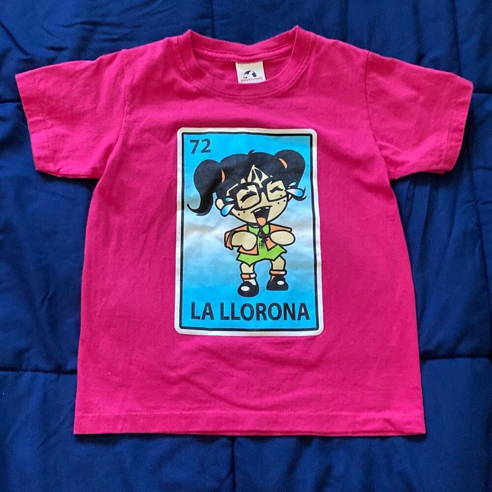 La Llorona Lotería Girls Graphic T-Shirt Medium Pink NWT Style Novelty Tee